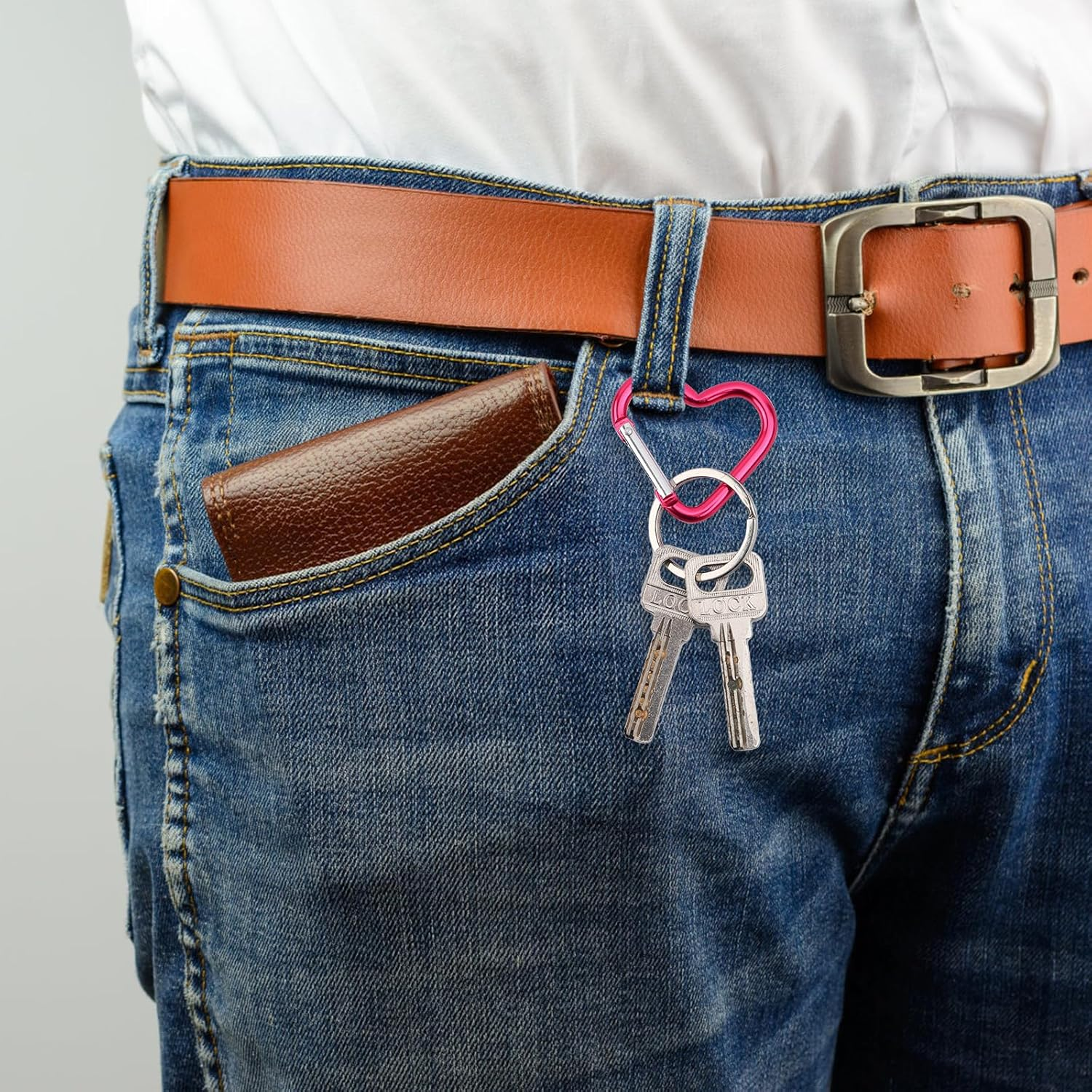 10Pcs Heart Shaped Carabiner, Aluminium Alloy Cute Carabiner Clip Snap Hook Key Holder Heart Keychain Clip Key Ring for Camping Backpack Water Bottle Key Chain image number 2