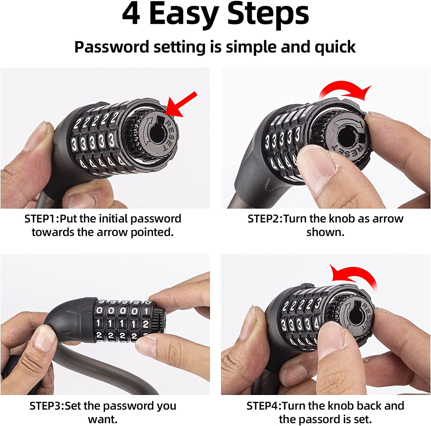 ROCKBROS Bike Lock 5 Digit Combination Bike Cable Lock Lightweight & Small Bike Lock for Road Mountain Bike Motorcycle Scooters