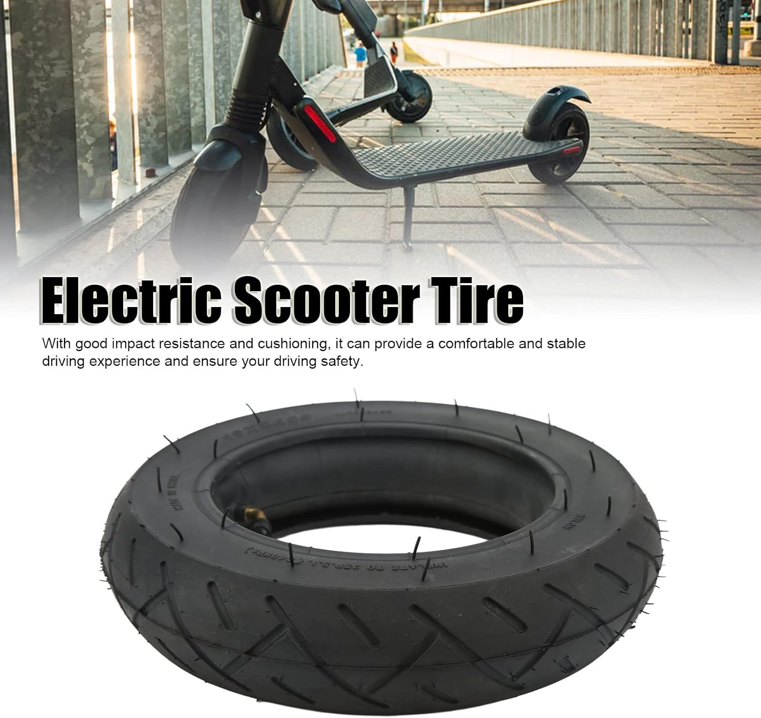 10X2.125 10Inch Electric Scooter Tire, Good Shock Absorption & Strong Grip Scooter Replacement Tire with Inner Tube, Solid Rubber Tires for Electric Scooter image number 1