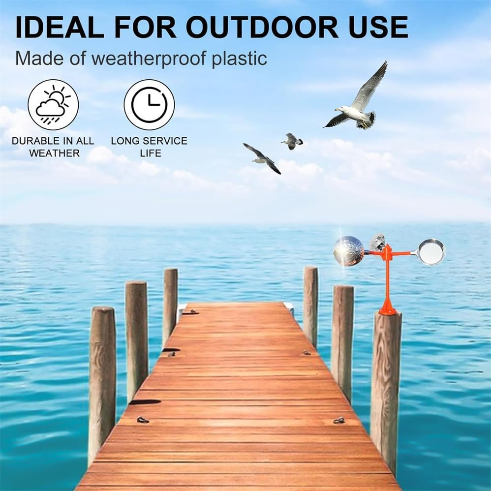 Windmill Bird Repeller - Durable Stainless Steel, 360&deg; Reflective Drive, Weatherproof for Garden, Farm & Patio,Birds Reflect Deterrent Visual Bird Scarer Deterrent Devices Outdoor image number 5