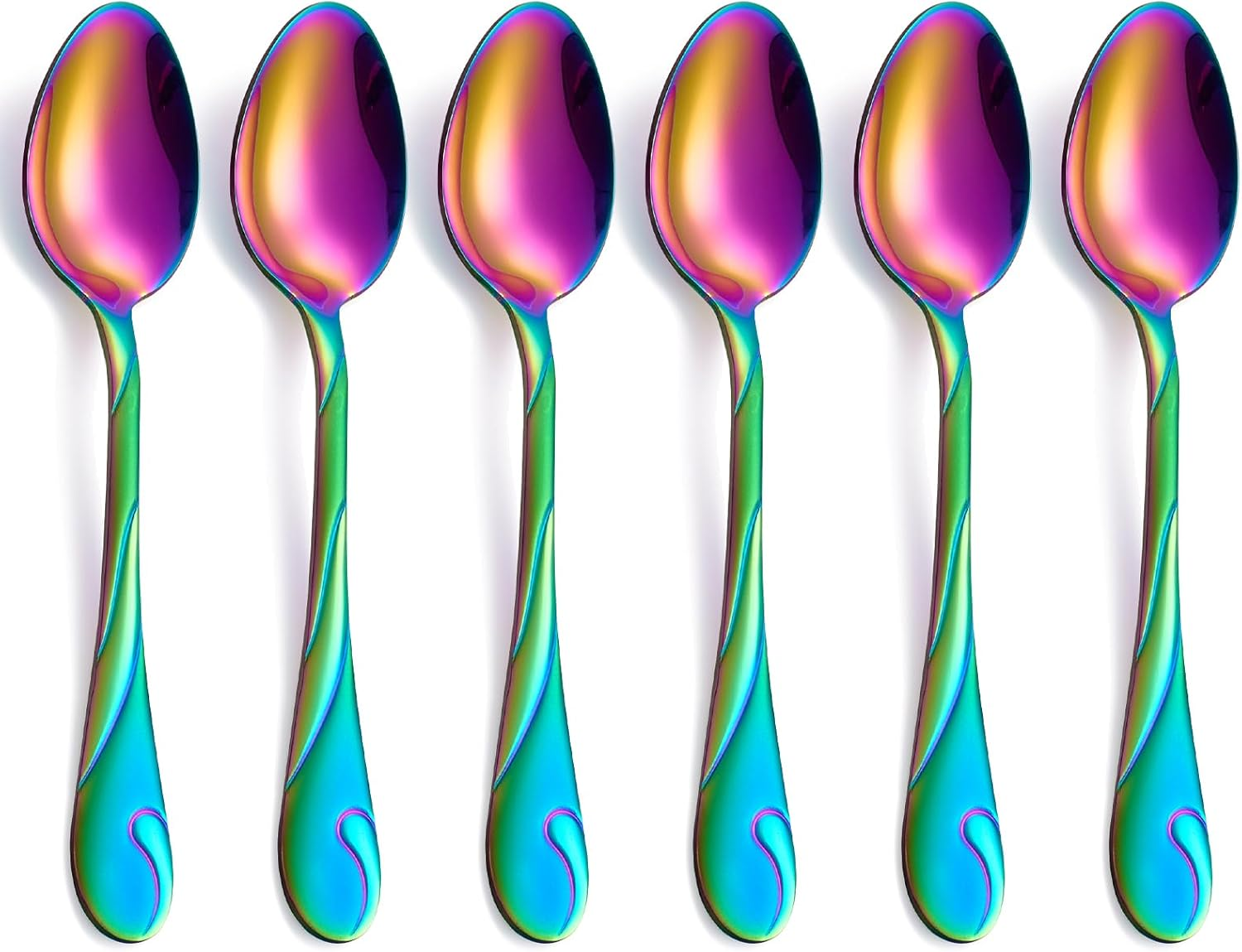 19.3 Cm Stainless Steel Black Dinner Spoon, Metal Soup Spoons Table Spoon Silverware Set of 6, for Home Kitchen Restaurants