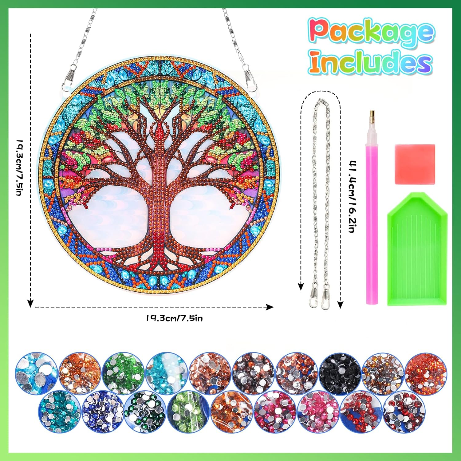 Suncatcher Diamond Art Kits with Tools, Tree Suncatchers for Windows, Diamond Hanging Gifts for Girls, Tree of Life Stained Glass Wall Hanging for Home Decor (Tree) image number 2