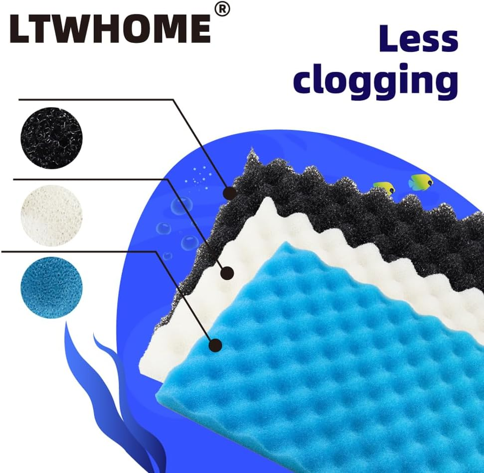 LTWHOME Fish Pond Foam Filter Sponge Set 430Mm X 280Mm 3 Grade Media (Pack of 3 Sets) image number 4