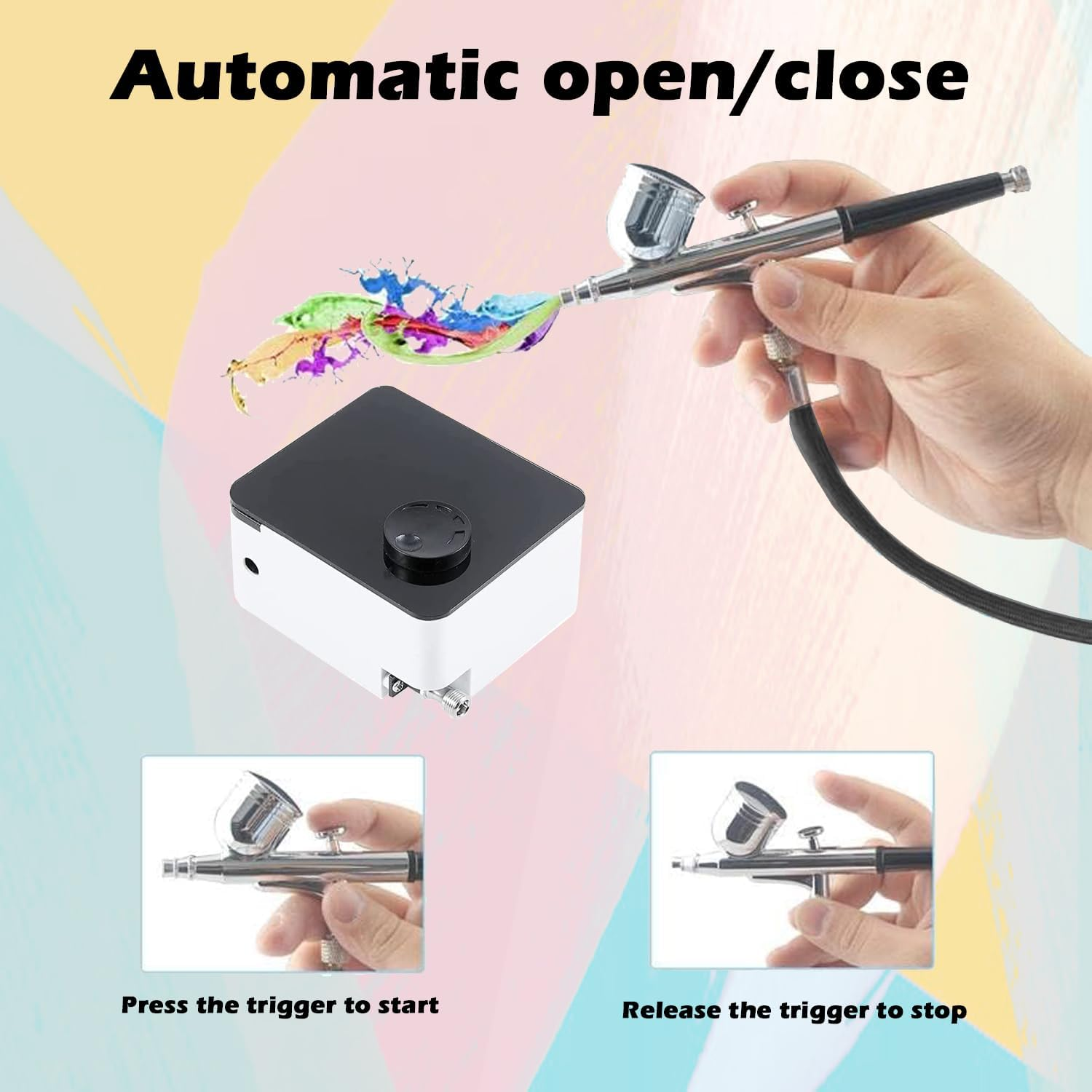 Airbrush Kit with 33PSI Adjustable Air Compressor, Dual-Action Airbrush with 0.2/0.3/0.5Mm Nozzle/Cleaning Sets for Nail Art,Makeup,Modeling, Cake Decor, Pastry, Etc. image number 2