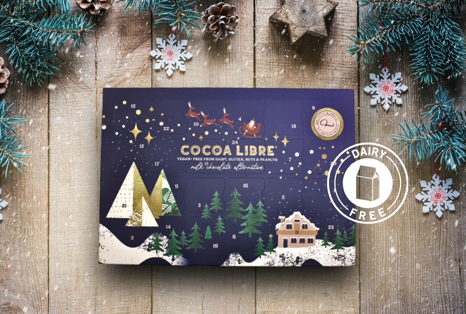 Cocoa Libre Luxury Vegan Advent Calendar | Freefrom Christmas Advent Calendar, 250G | Nutfree, Glutenfree, Dairyfree image number 3