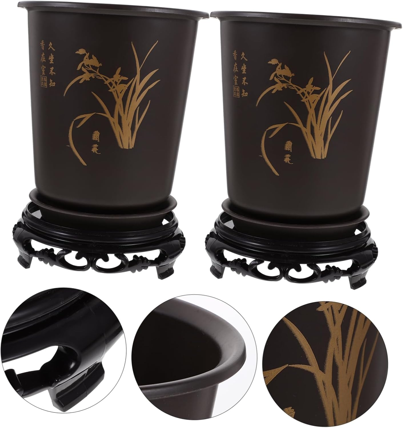 MERRYHAPY 2Sets Orchid Flowerpots Base for Indoor Plants Chic and Decorative Flower Pots Material for Ferns image number 3