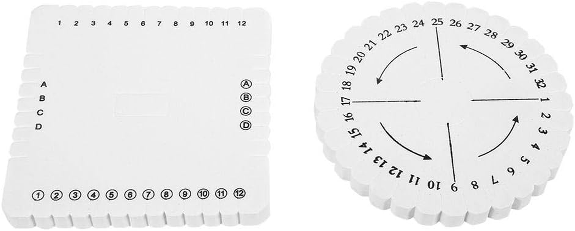 2Pcs round Square Kumihimo Disc Macrame Braided Cord String Bracelet Weaving Disk, DIY Weaving Tool, with English Instruction 3.9 * 3.9 * 0.4 Inch(L-Square and Round) image number 3