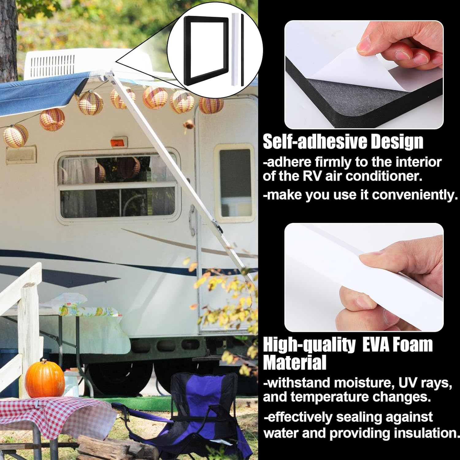 Universal RV Roof Air Conditioner Gasket Kit, 14X14In Camper Roof A/C Gasket Kit - Waterproof Compression Seal Insulation - Self-Adhesive Picture Frame Gasket and Leveling Pads image number 4