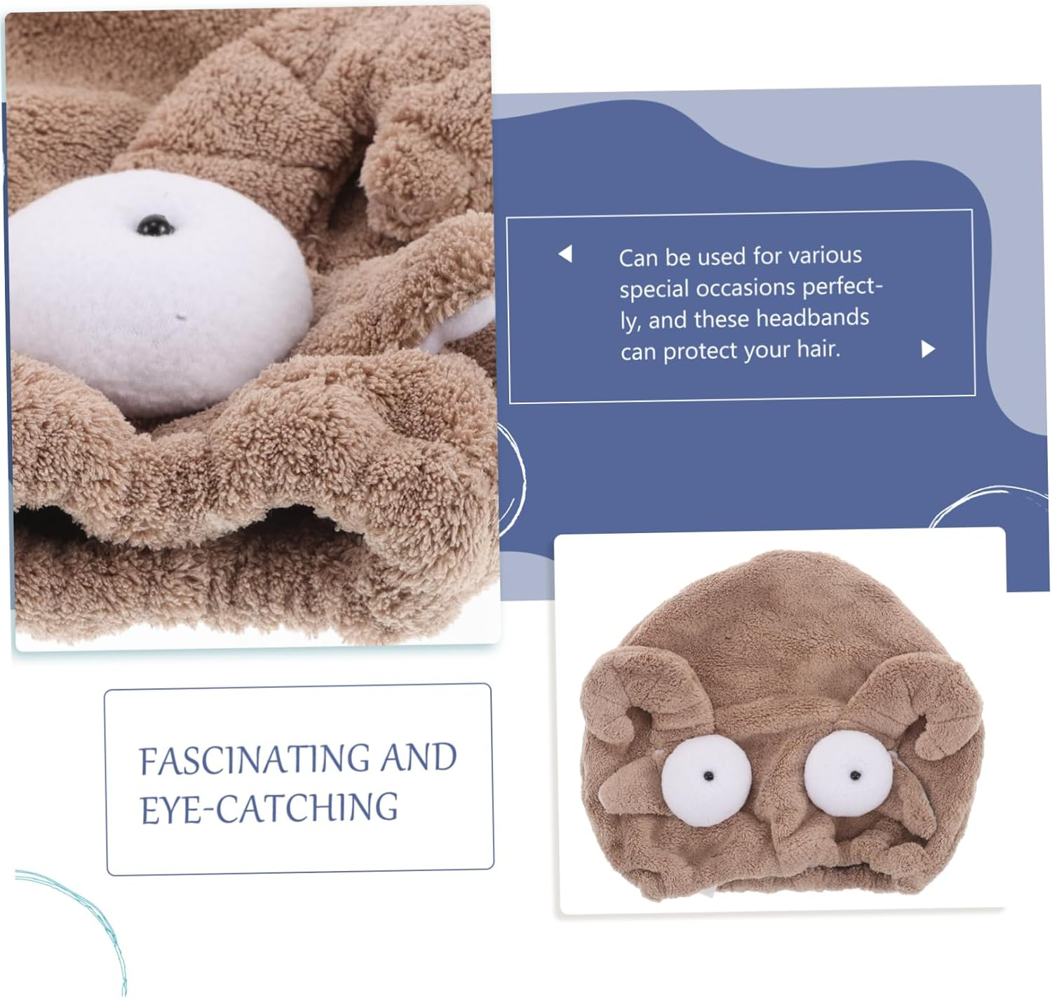 Ipetboom Dry Hair Cap Washing Headscarf for Women and Girls Quick Drying Absorbent Hair Towel Wrap Cartoon Sheep Shape Fleece for Bathing and Spa image number 5