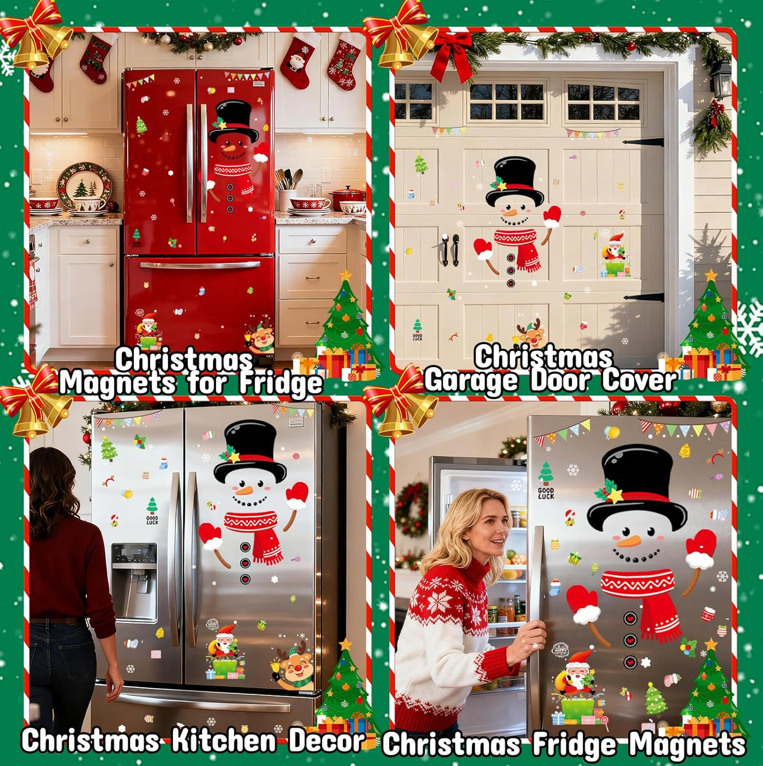 Snowman Refrigerator Magnets Set of 14, Christmas Decorations Snowman Refrigerator Magnets Decorations (A-Snowman)
