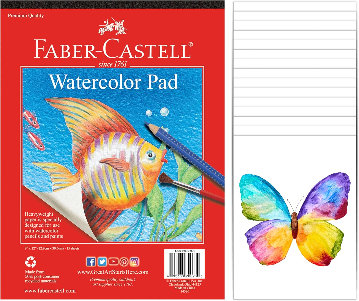 Faber-Castell Watercolor Paper Pad - 15 Sheets (9 X 12 Inches) image number 1