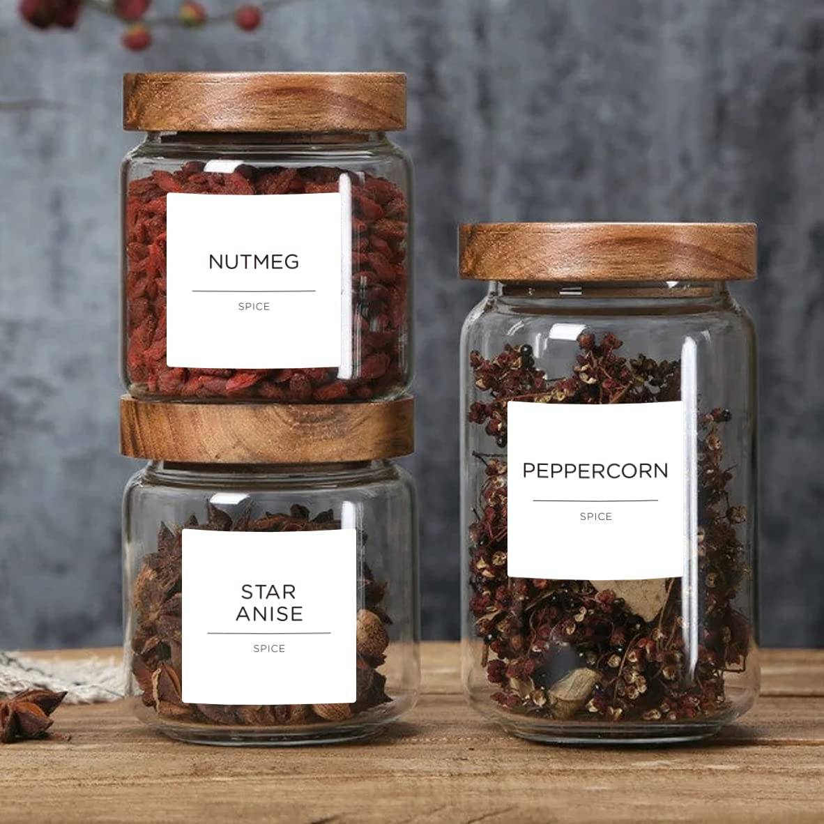 184 Spice Jar Labels, Prefdo Minimalist Preprinted White Sticker Black Text, Waterproof Seasoning Label Stickers for Pantry Spice Organization（White） image number 3