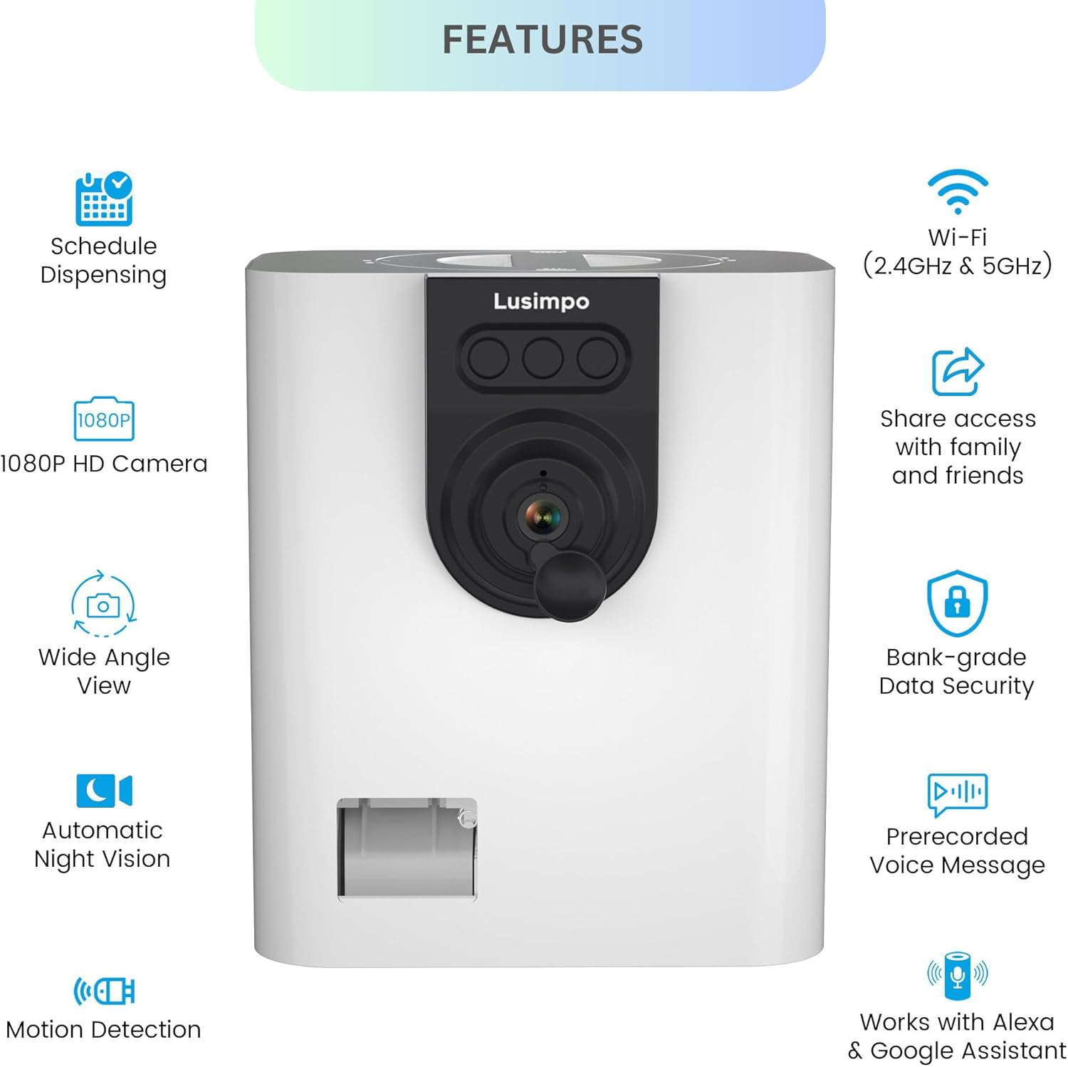 Pet Camera with Treat Dispenser, Tossing for Dogs/Cats, Wifi, 1080P Camera, Live Video, Auto Night Vision, 2-Way Audio, Compatible with Alexa & Google Home, No Monthly Fee image number 5