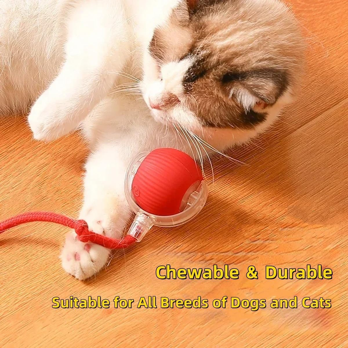 Interactive Rolling Dog Ball, XIULIUU Self Rolling Cat Ball Interactive Cat Toys, Moving Dog Toys, 360&deg; Smart Automatic Rolling Ball Toy Electric Dog Balls with Replacement Rope of Dogs & Cats (Grey) image number 5