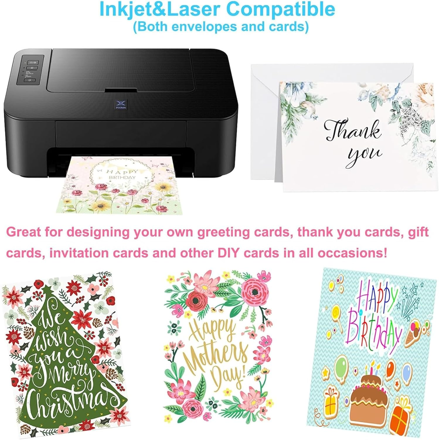 50 Pack Blank Cards and Envelopes Set, 16 * 11CM White Envelopes & 15 * 10CM Folded Cards for Homemade Cards, DIY Greeting Cards, Invitation, Birthday image number 4