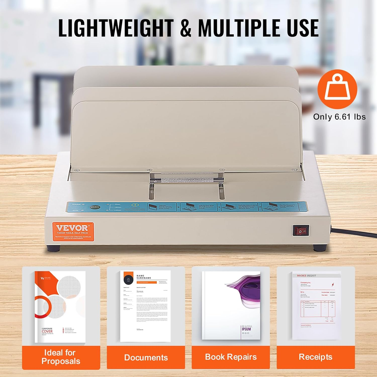 VEVOR Thermal Binding Machine, 500 Sheets Capacity Book Binding Machine, Thermal Book Binder 50Mm Binding Thickness A3(Short Edge)/A4/A5 Document, with Infrared Optical Detection image number 5