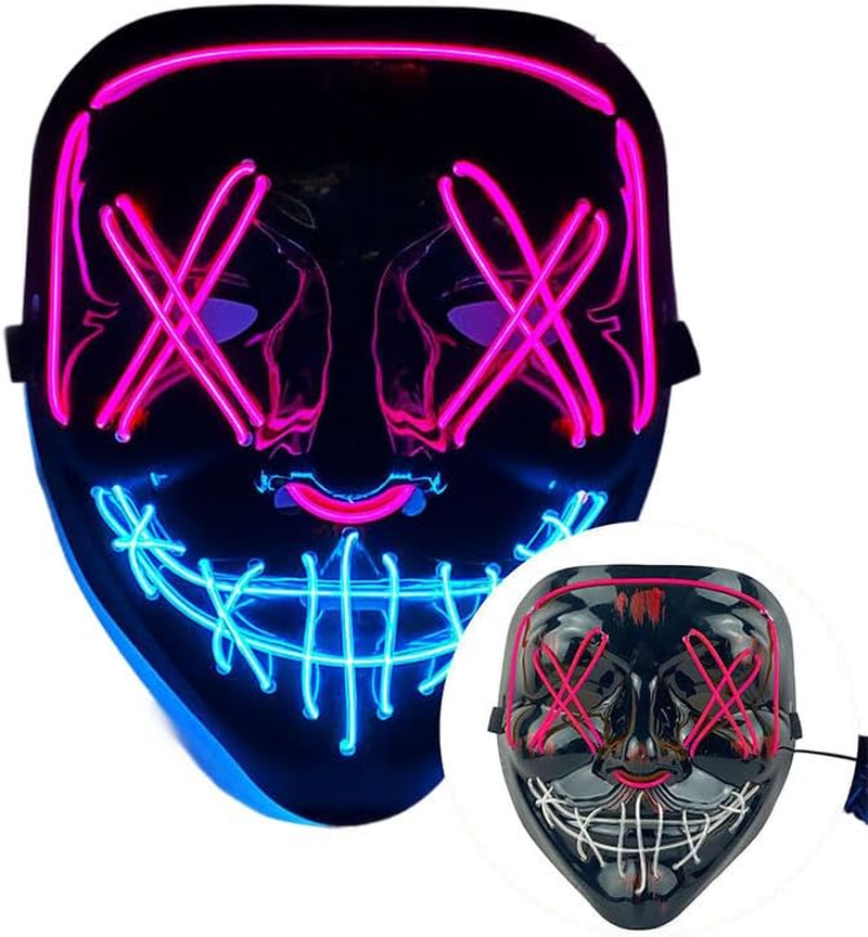 Costume Bay LED V Mask with Multiple Light Effects, Ideal for Parties, Festivals, Halloween, and Themed Events. Vibrant Colors and Glowing Effects That Make You Stand Out. - Left/Right - Green  Blue(Bgr) image number 5