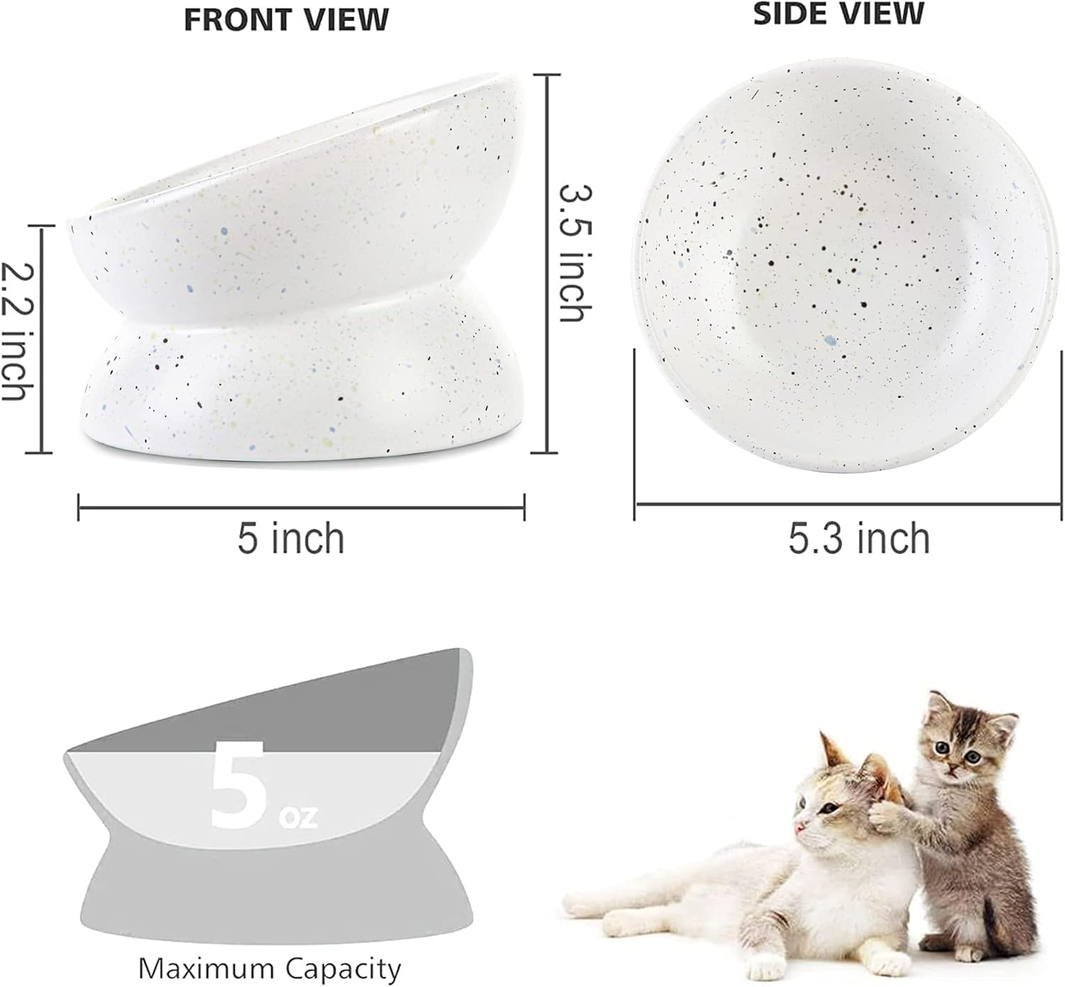 Elevated Cat Bowls,Tilted Raised Cat Bowl for Food and Water,Ceramic Cat Food Bowl for Flat Faced Cats and Small Dogs,Anti-Vomiting and Reduce Neck Burden - Orange Gradient image number 2