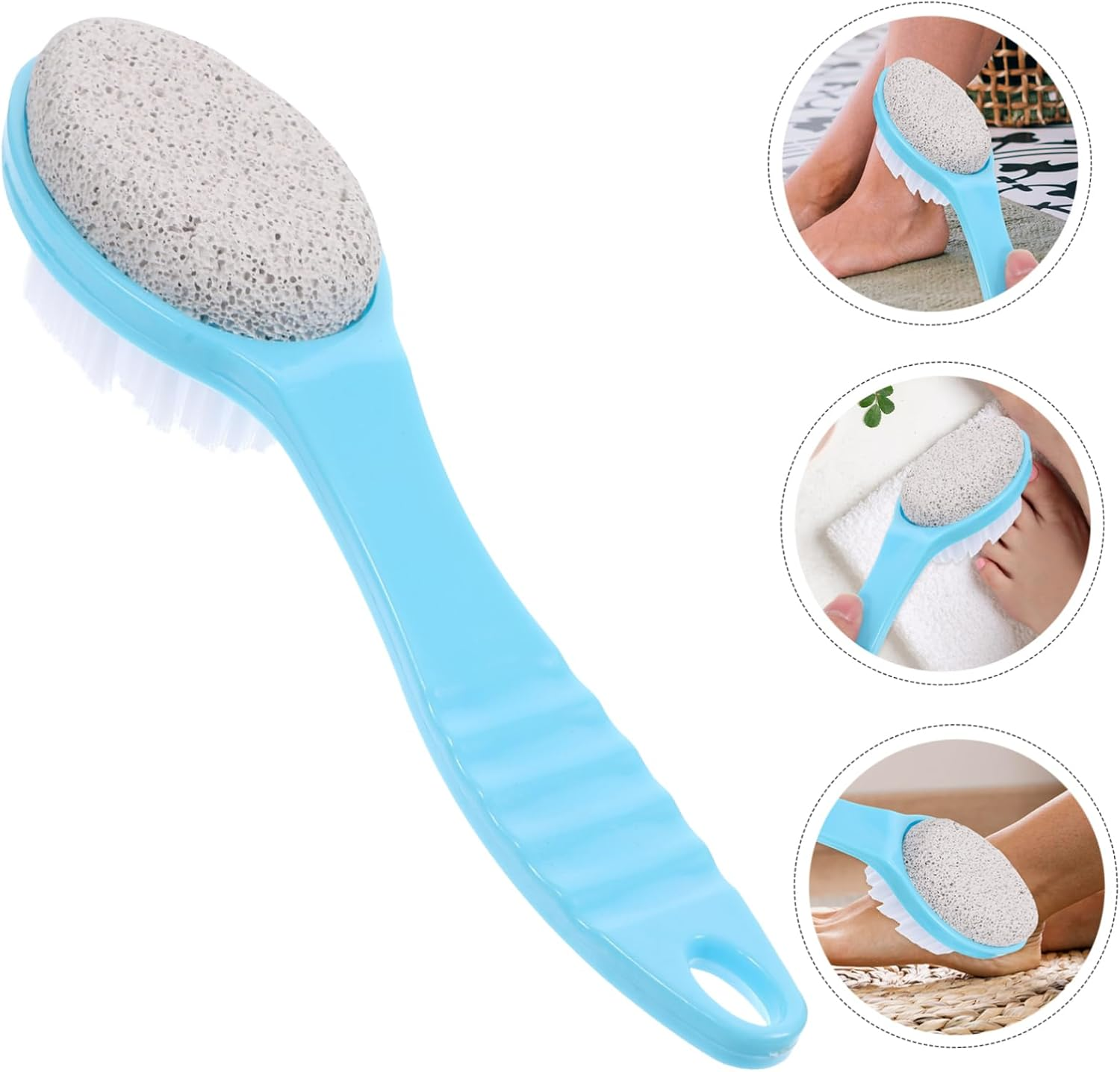 Pumice Stone Brush Double Sided for Foot Dead Skin Callus Remover Foot Scrubbing Brush for Pedicure Portable for Travel image number 5