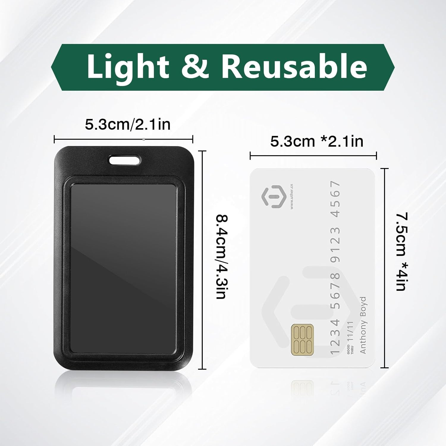 12 Pcs Sliding ID Badge Holders Black Hard Plastic Cover Holder Vertical Card Case Protector Pouch with Clear Window for Office School Nurse ID Credit Cards image number 5