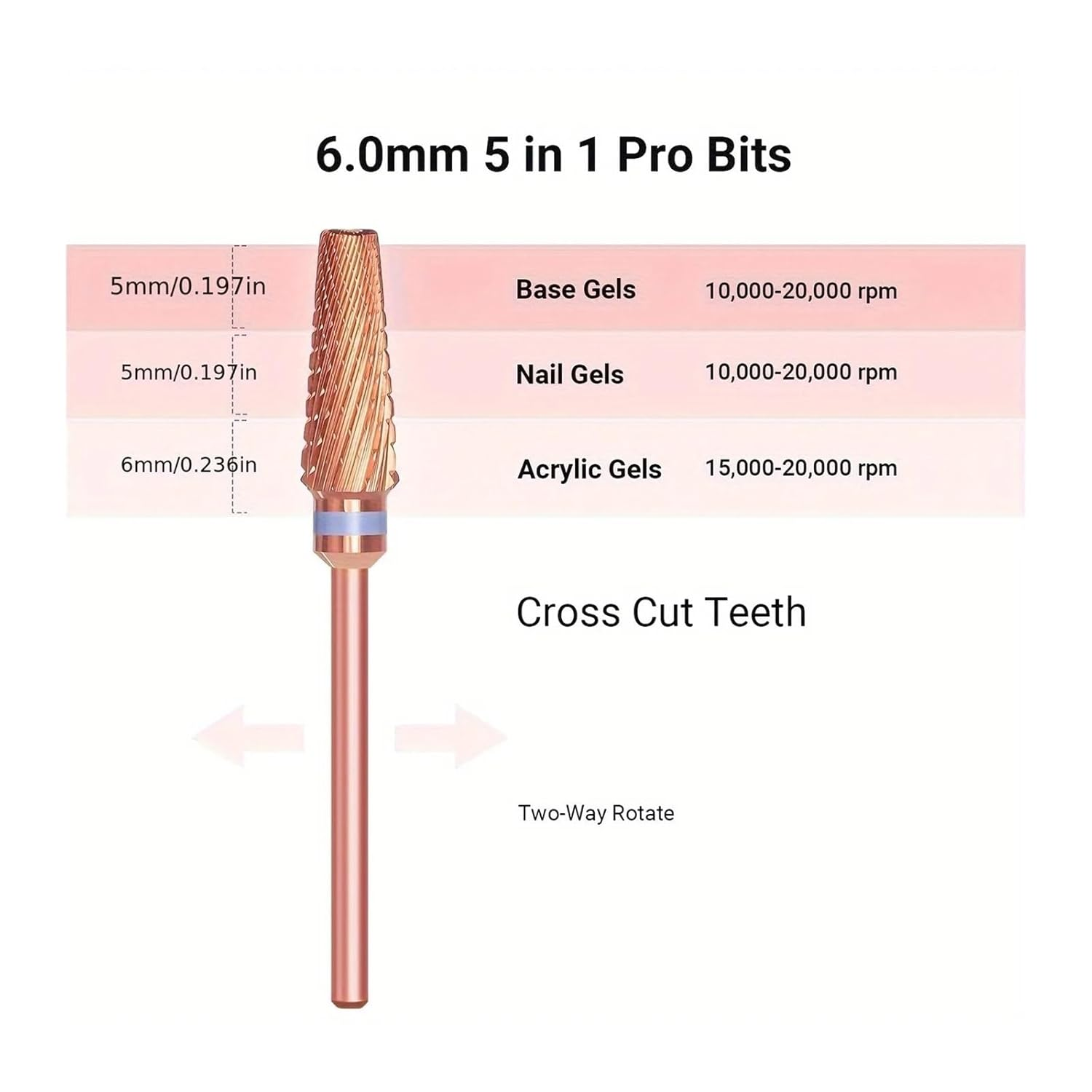 5In1 Nail Drill Bit, Carbide Version, Suitable for Trimming, Foot Care