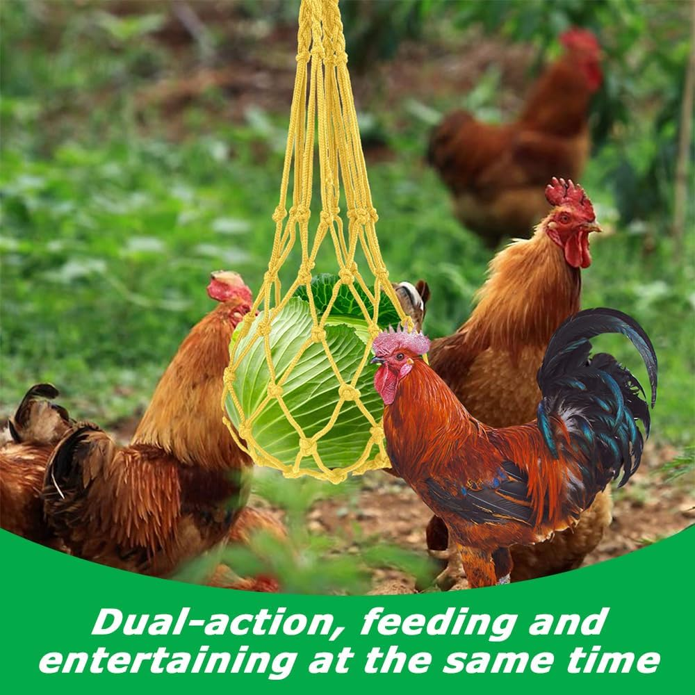 Hanging Chicken Feeder, Fruit Holder & Bird Spiral Feeder, Feed Toy for Chickens, Large Birds, Vegetable Fruits Basket, Green&Yellow image number 1