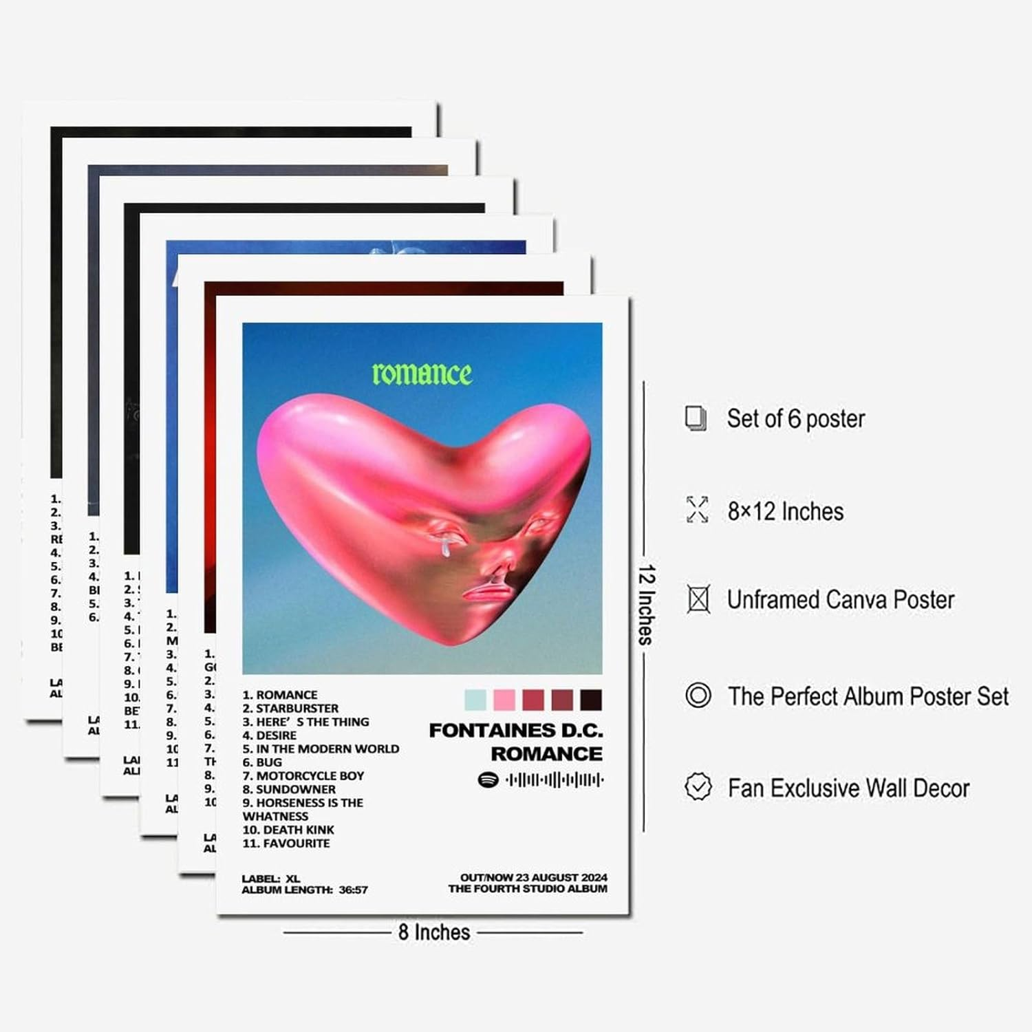 Fontaines Poster D.C. Band Music Album Poster a Set of 6 Canvas Posters Room Aesthetic Festival Family Bedroom Decor Wall Art Home08X12Inch(20X30Cm) Style-6 image number 4