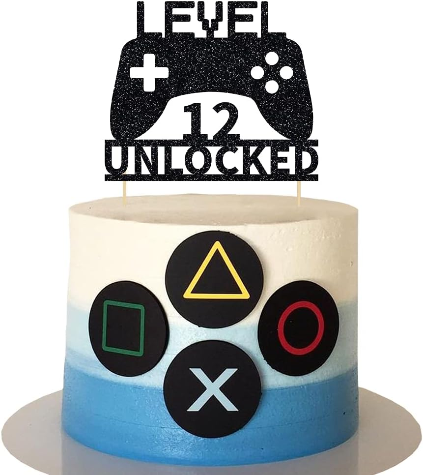 Level 12 Unlocked Cake Topper 12Th Birthday Cake Topper Video Game Controller Theme Cake Decorations Party Supplies image number 5