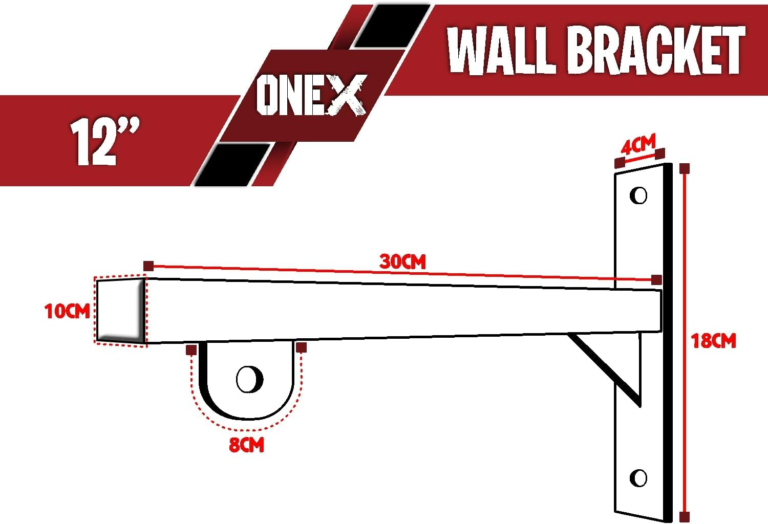 Punch Bag Wall Bracket 12 Inch Heavy Duty Iron Punch Bag Wall Bracket Mount Hanging Stand with D-Ring Hook, Includes Wall Fixings Ideal for Boxing, MMA, Kickboxing and Muay Thai Training image number 1