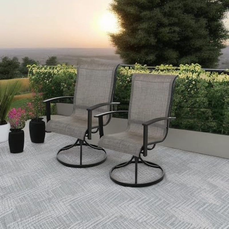 Grand Patio Outdoor Swivel Dining Chairs Set of 2, 360 Degree Swivel Patio Chairs with Mesh Sling and Rocking Frame for Lawn, Porch, Garden, Mixed Coffee image number 5