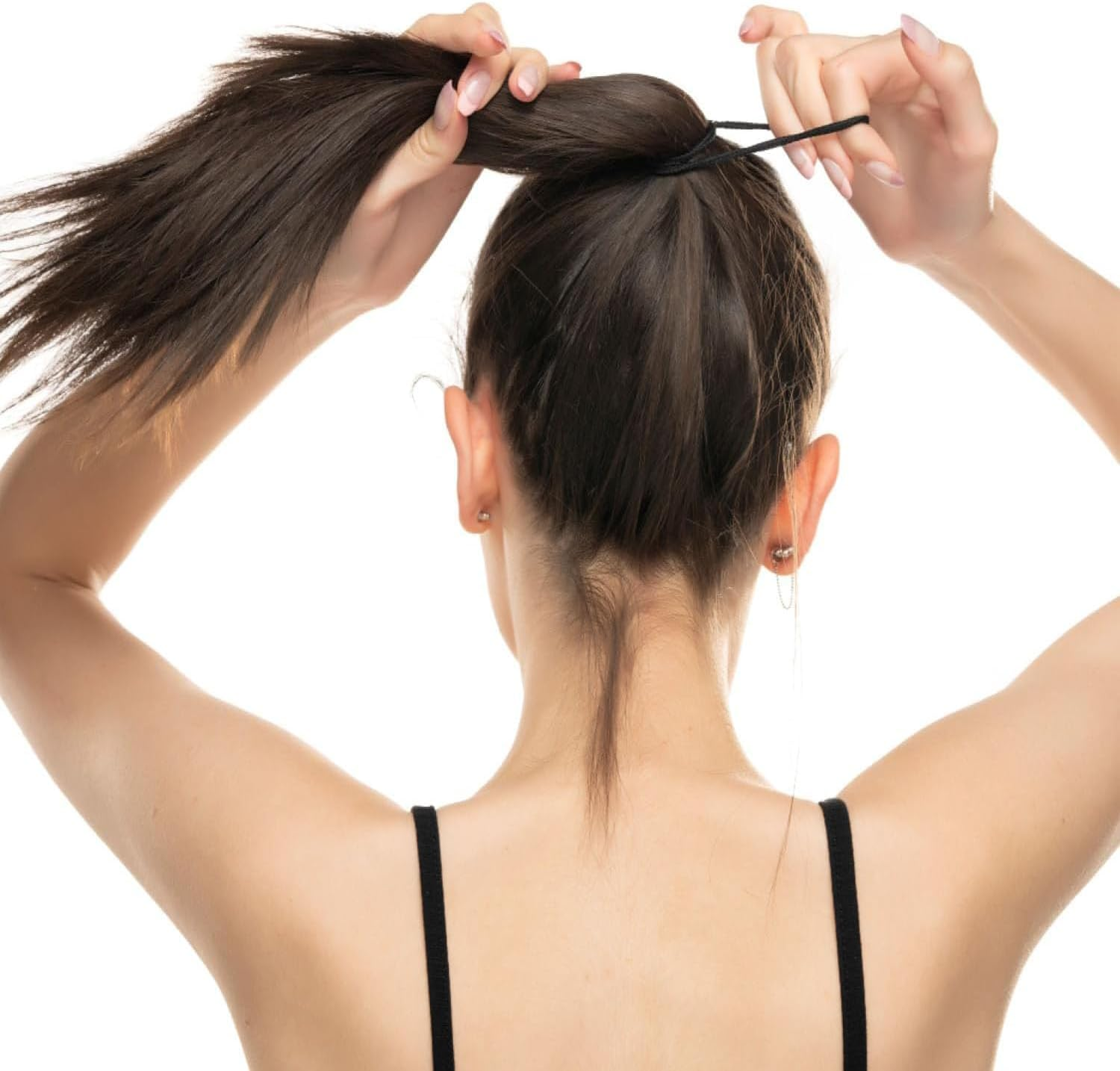 100PCS Black Hair Elastic Ties for Thick and Curly Hair Hair Bobbles Hair Ties Ponytail Holders Hair Bands for Women No Metal Hair Ties image number 5