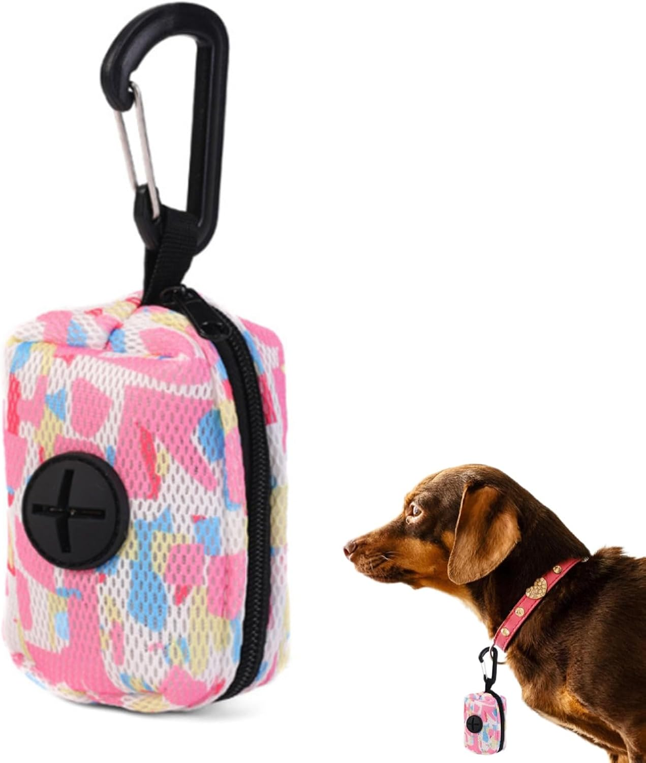 Dog Poop Bag Holder, Lightweight & Durable Pet Waste Dispenser with Carabiner and Zipper Closure for Easy Outdoor Clean-Up image number 3