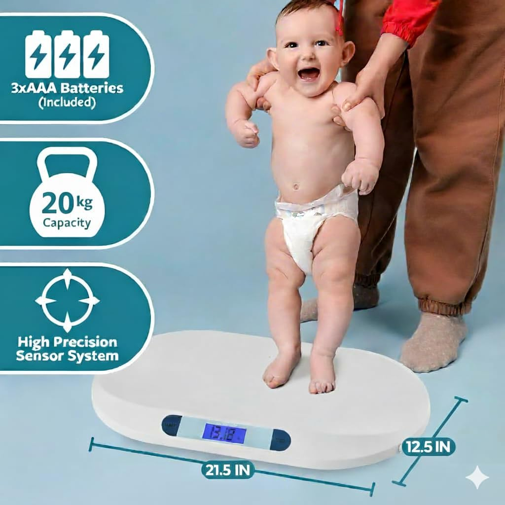 Smart Weigh Comfort Baby Scale, 44 Pound Capacity, 3 Weighing Modes, Accurate Digital Scale for Infants, Toddlers, and Babies