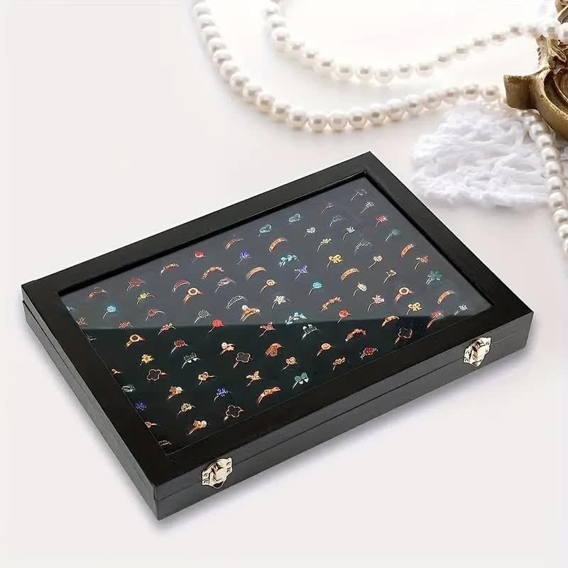 Black Jewellery Box, Jewellery Organiser, Earring Holder, Ring Stand, Necklace Display image number 4