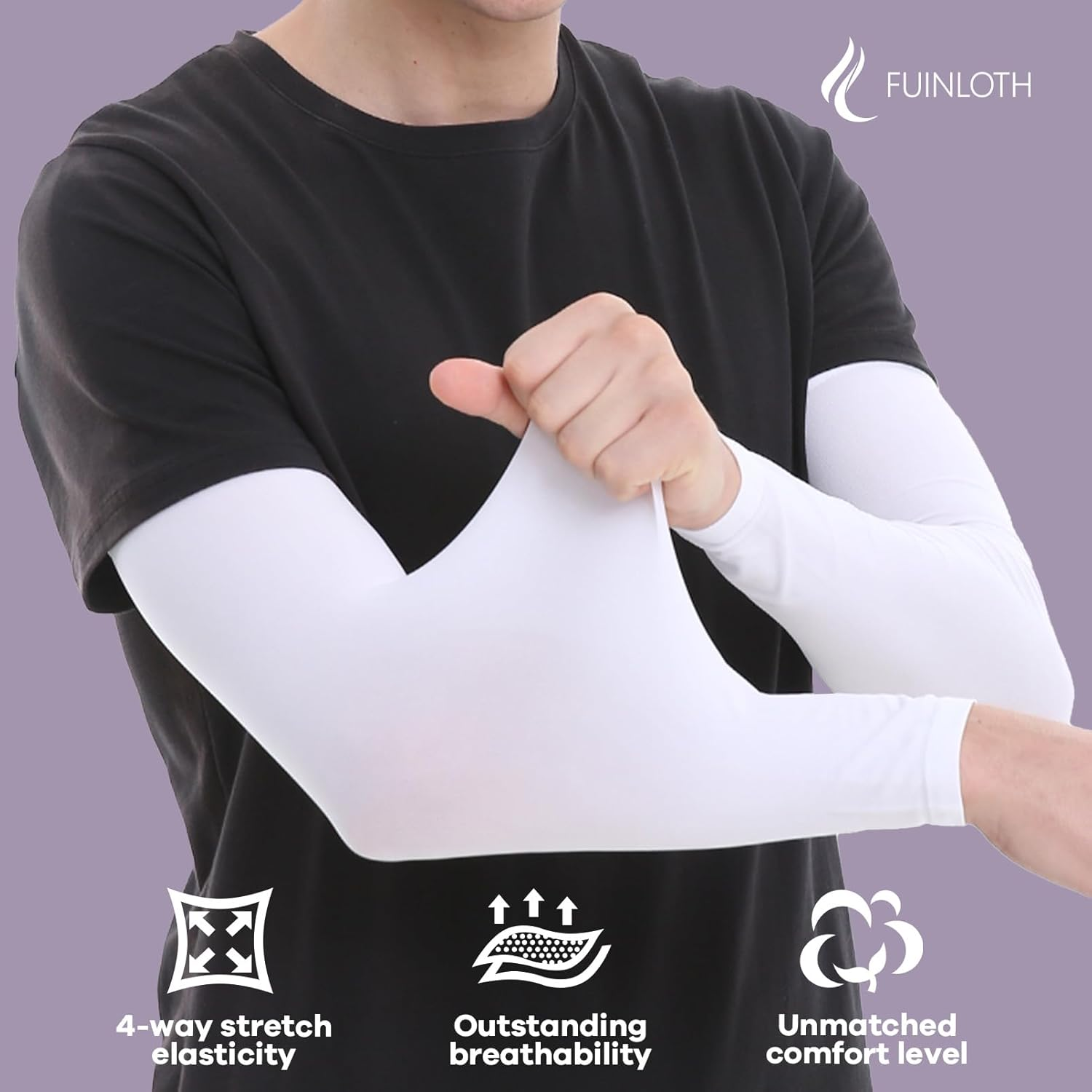 Fuinloth Arm Sleeves, Cooling UV Sun Protection Sports Gaming Compression for Men/Women