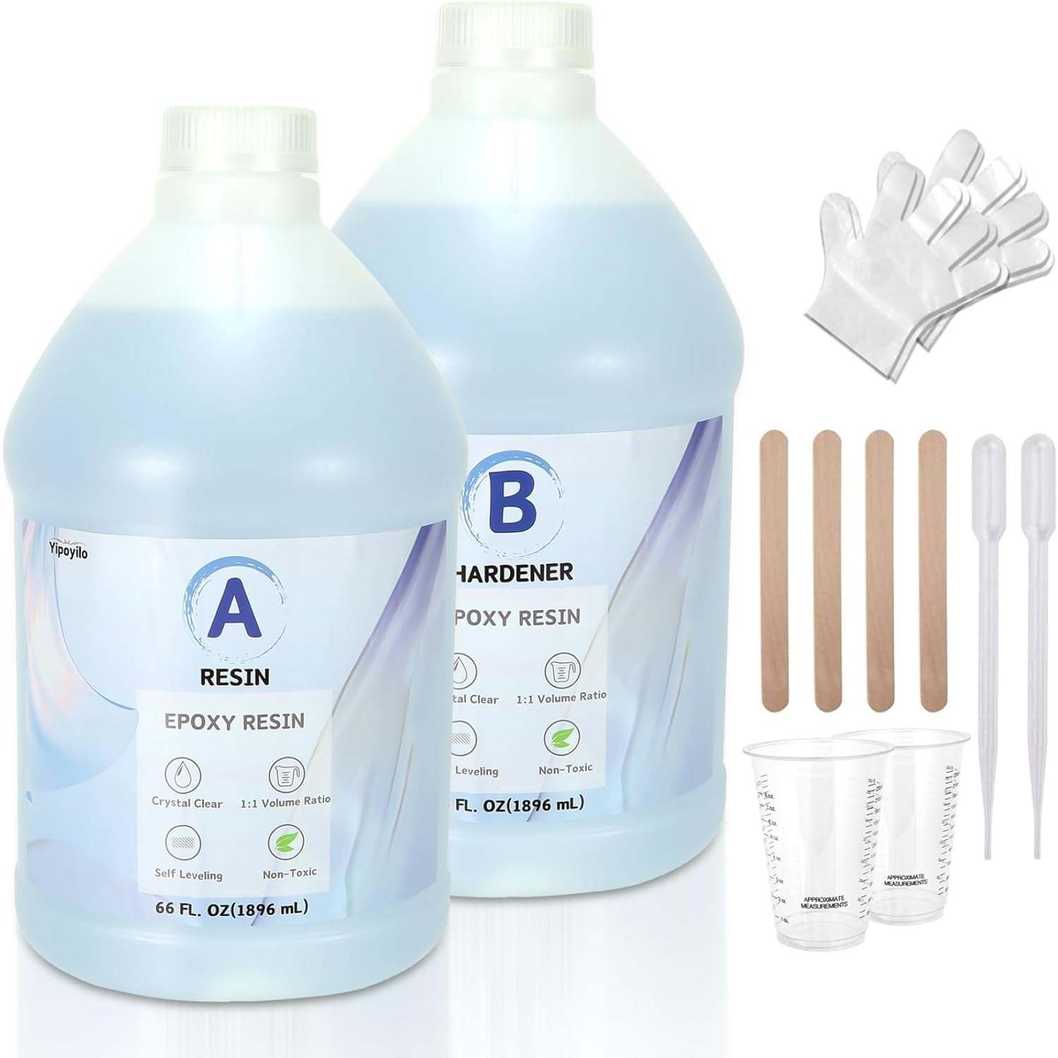 Epoxy Resin - 128 FL. OZ Easy Mix 1:1 Ratio Clear Resin Craft for Jewelry Making, Painting, Molds, River Tables and Etc.