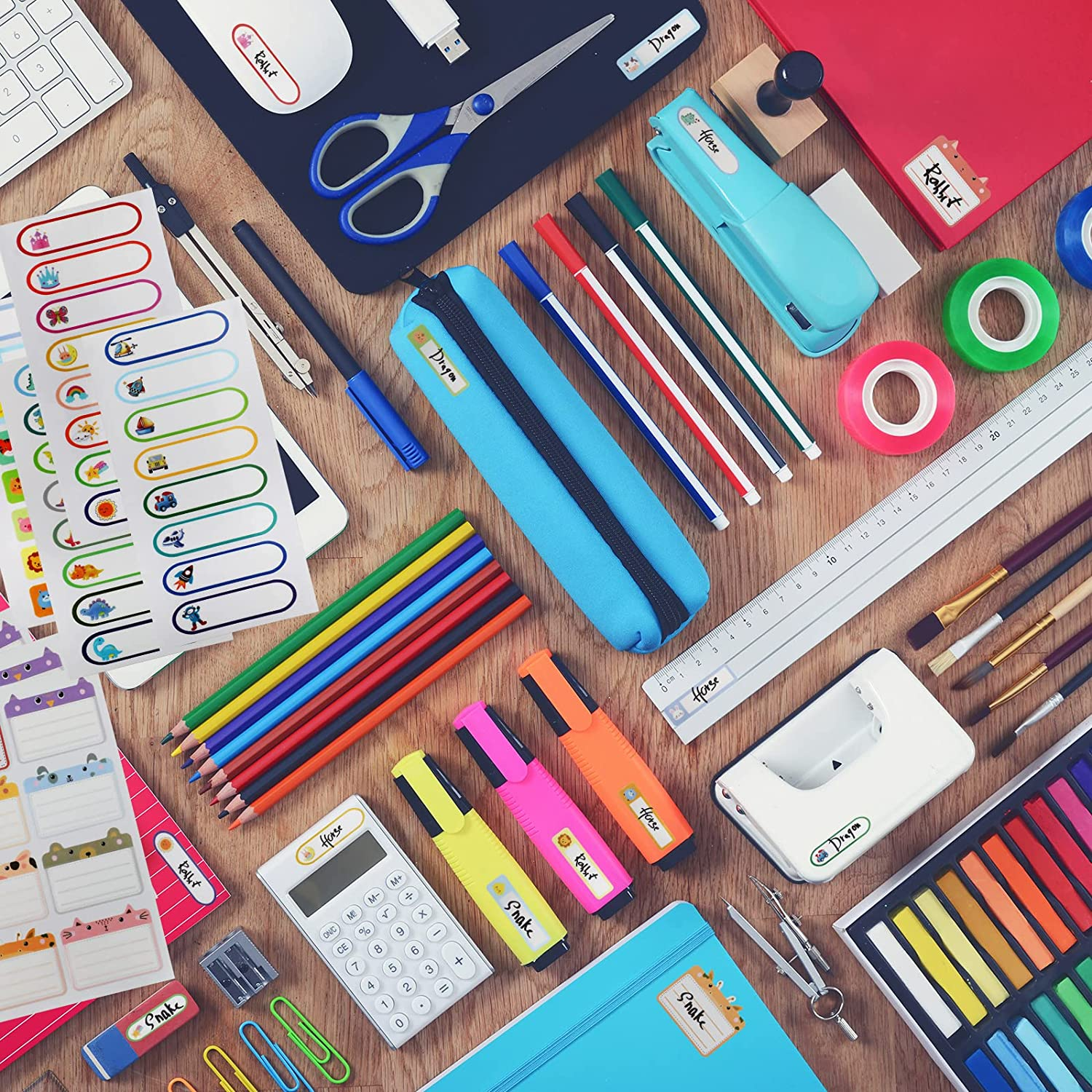 Geeric 168 Pcs Baby Bottle Labels for Daycare, Tinabless School Name Labels for Kids Self-Laminating Waterproof Write-On Name Labels Dishwasher Safe Stickers Kids Name Tags,Assorted Sizes & Colors