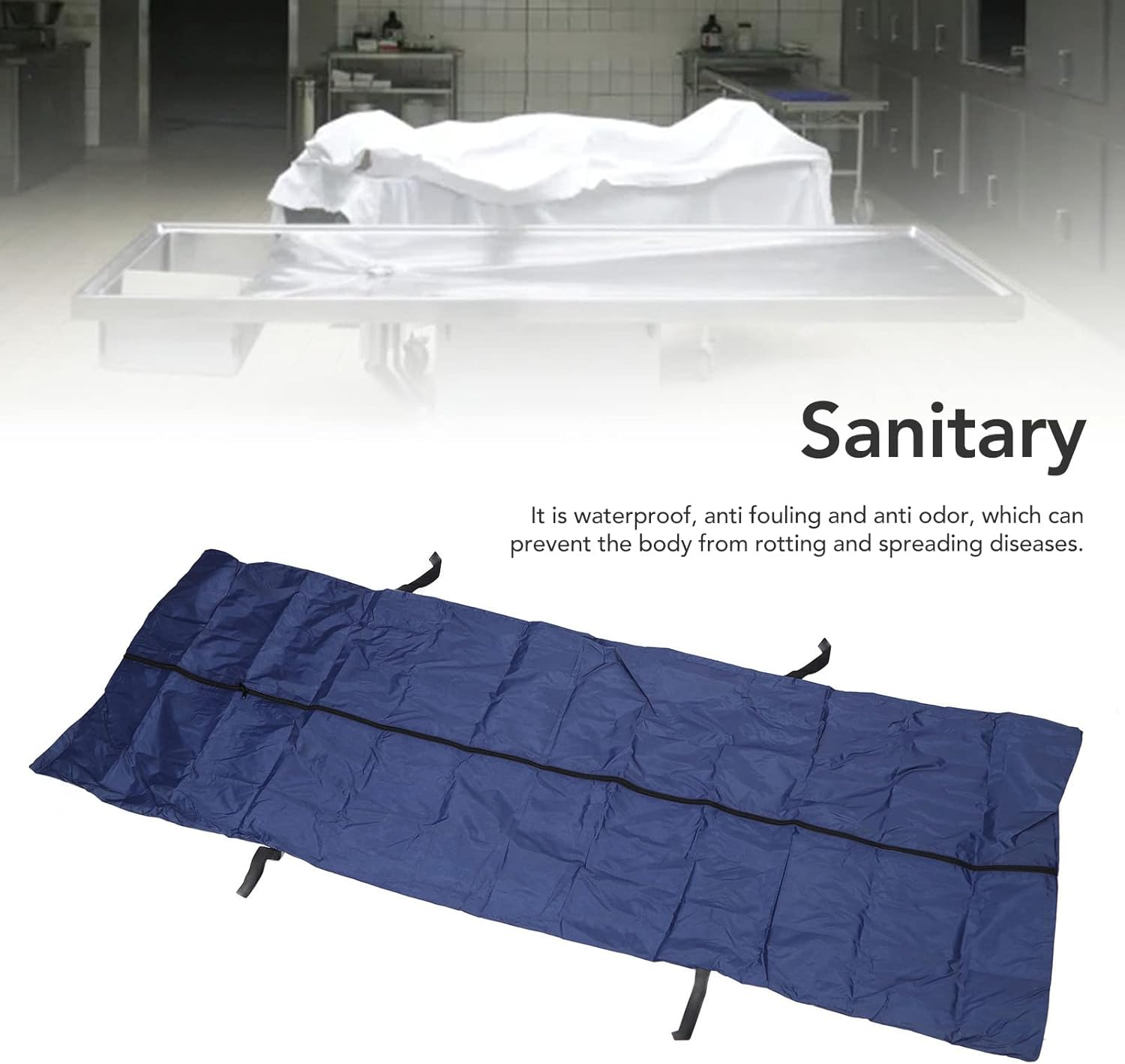Cadaver Bag, Emergency Body Storage Bag, Thickened Leak Proof Corpse Bag, Silver Coated Oxford Waterproof Bags with 4 Handles, Reusable for Corpse Storage and Transportation (210 * 75CM) image number 1