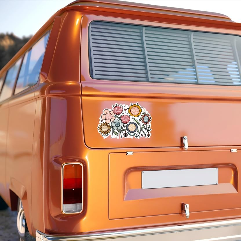 Wild Flowers Car Stickers, Car Decals with Butterfly, Car Rearview Mirror Stickers, Cute Bumper Sticker, Cute Car Sticker, Car Accessories image number 5