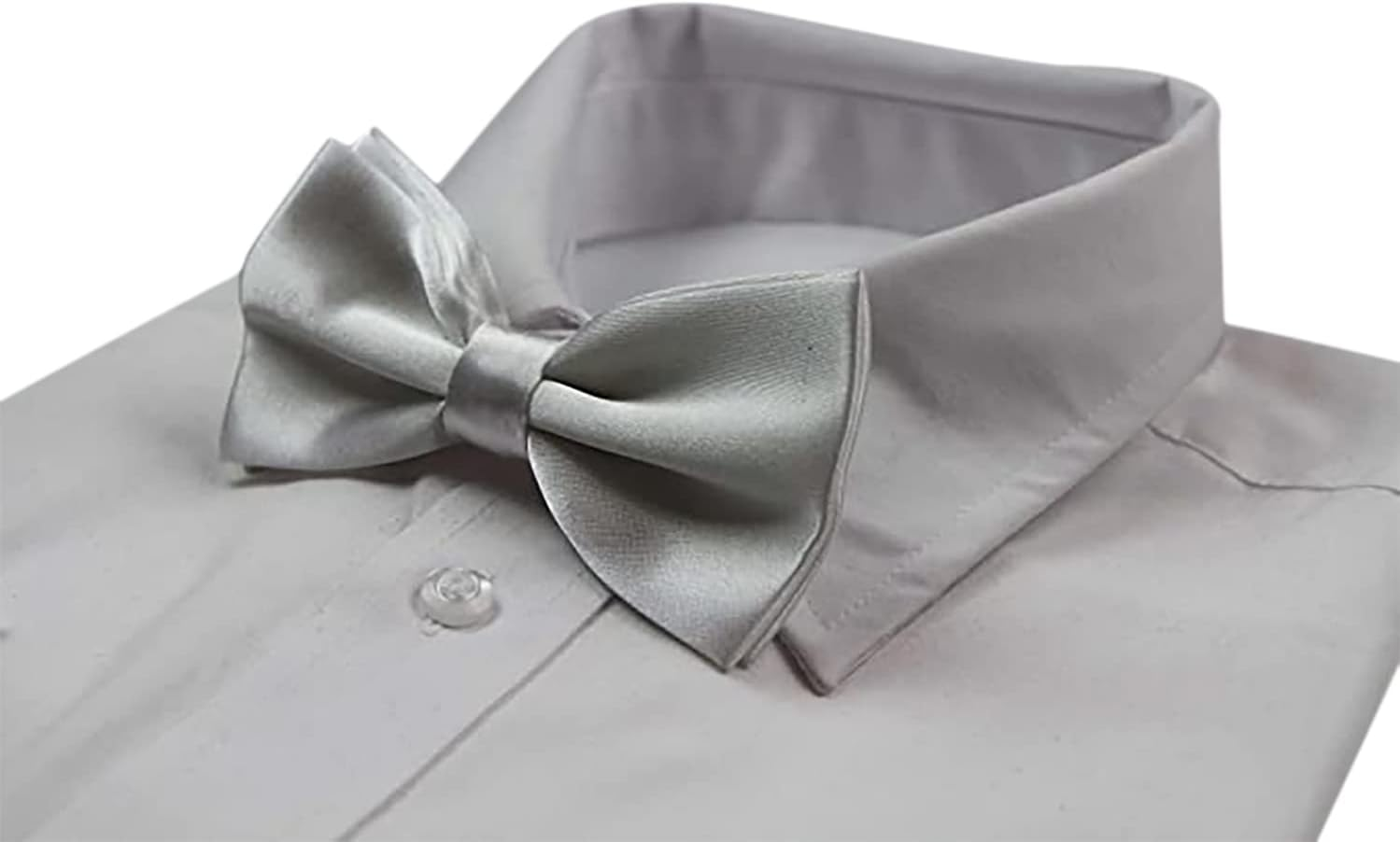 Mens White Solid Plain Colour Bow Tie image number 3