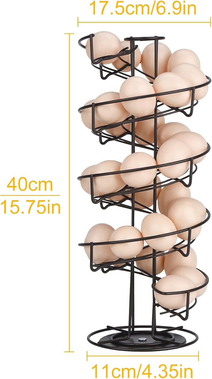 Toplife Spiral Design Metal Egg Skelter Dispenser Rack, Storage Display Rack, Brown image number 1