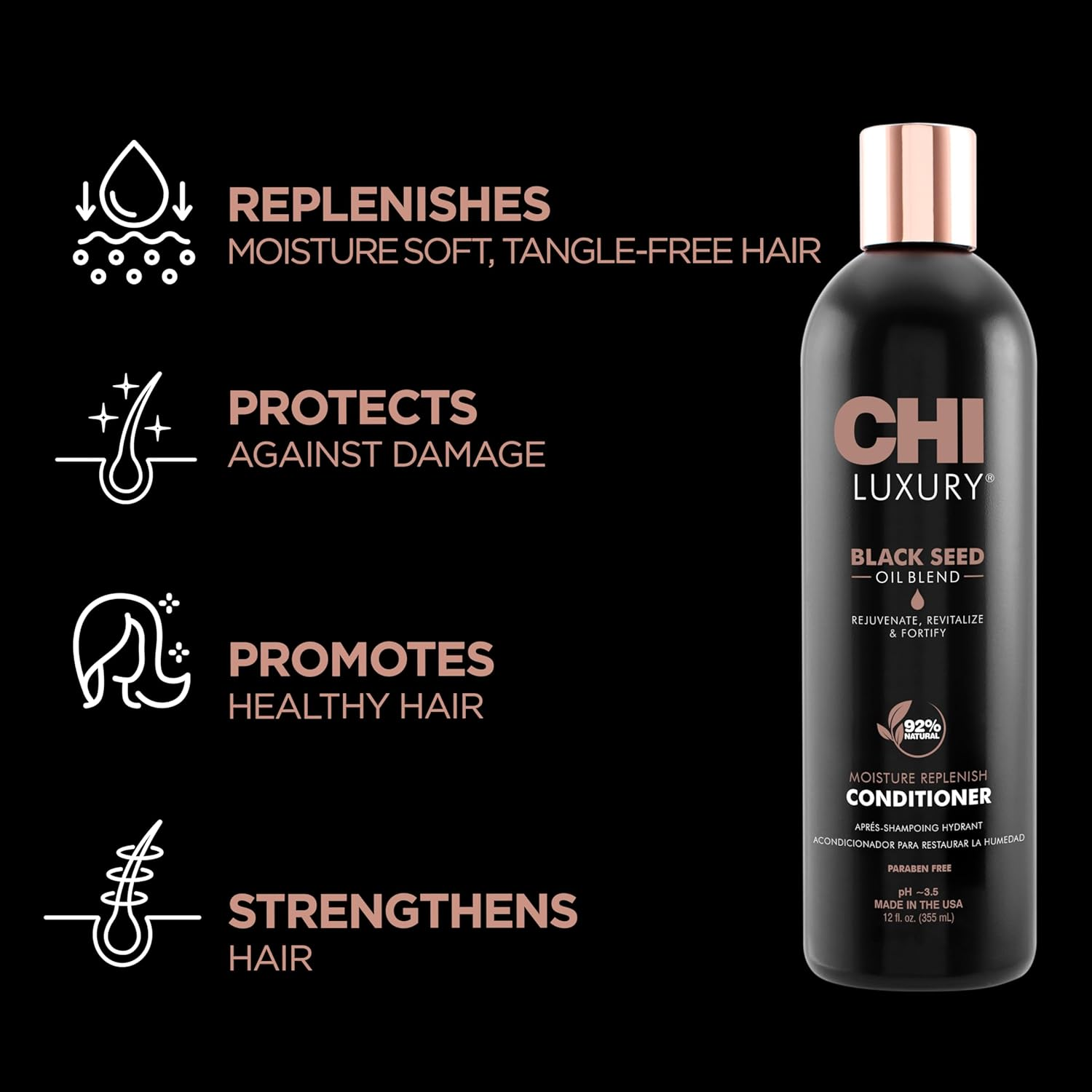 CHI Luxury Black Seed Oil Moisture Replenish Conditioner, 355Ml image number 5