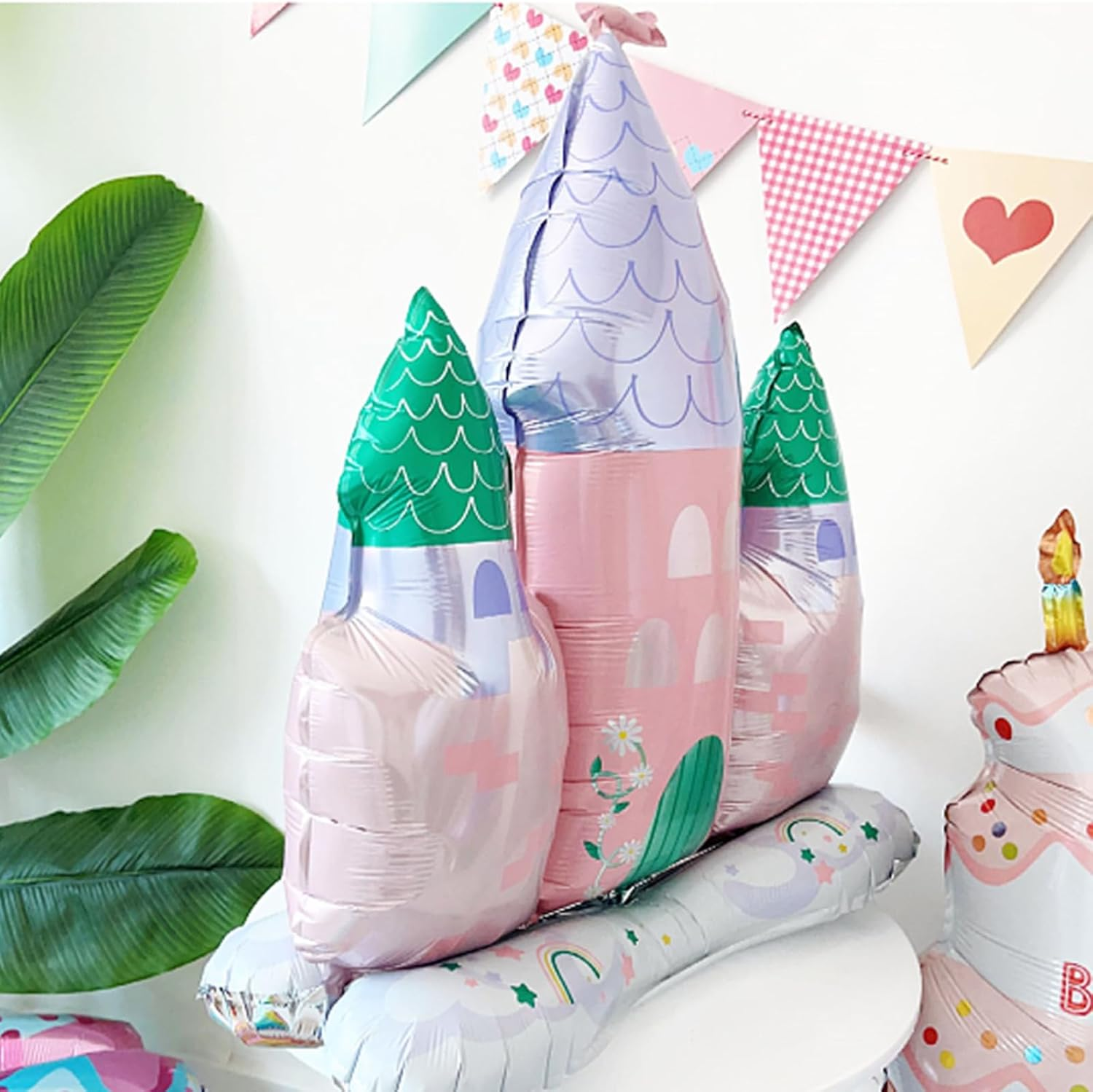 Princess Castle Standing Foil Balloon, Large Format Foil Balloon Birthday Decoration, Castle Balloons Party Decoration Children'S Birthday for Boys Girls and Adults (Pink) image number 4