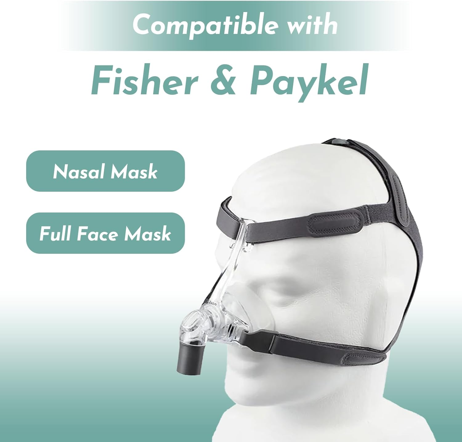 2 Pack Replacement Headgear Compatible with Fisher & Paykel Simplus Nasal Mask, Comfortable Head Strap for Full Face Mask Strap with Clips - M/L image number 4