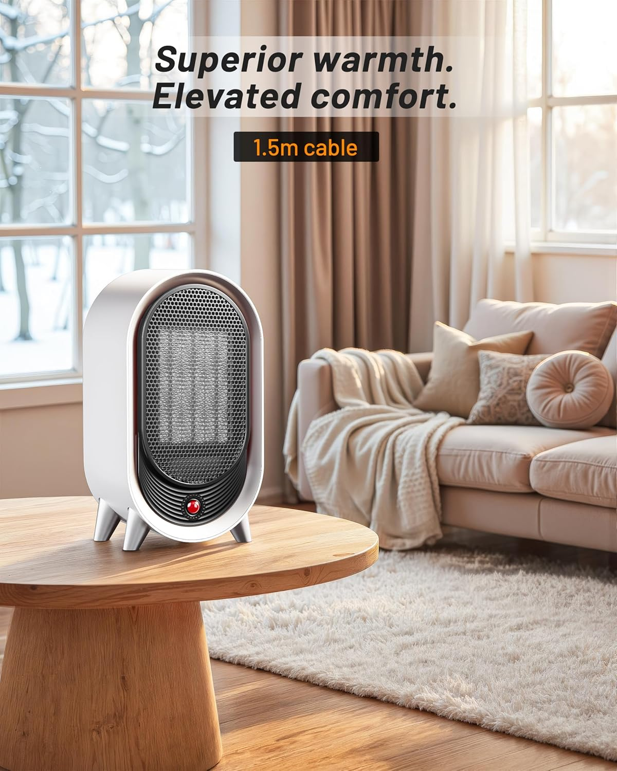 Heater Fan &ndash; 1200W Portable Space Heater, Mini Ceramic Heater Fast Heating with Tip-Over Protection, 3 Modes, Electric Desk Small Heaters for Bedroom,Office, Living Rooms, Indoor Home