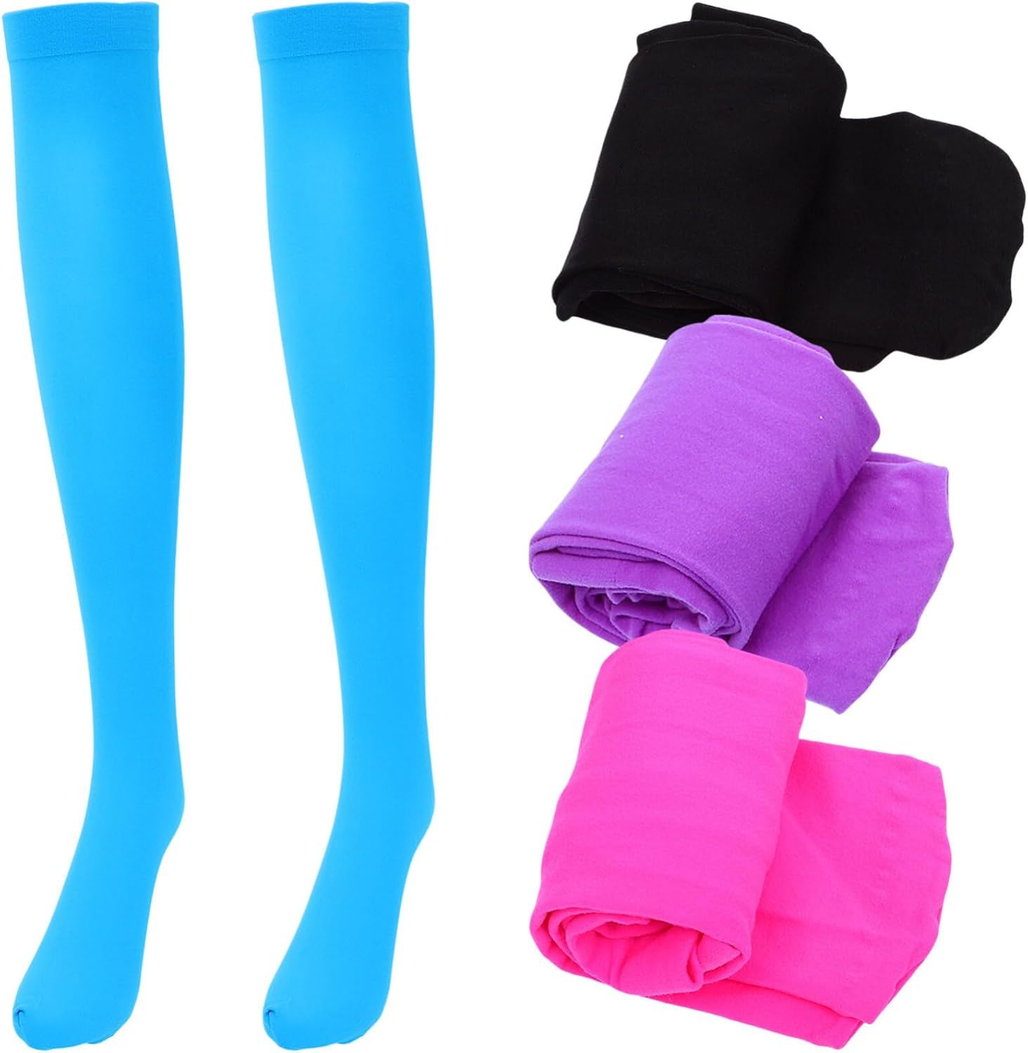 Sosoport 4Pairs Long Socks for Women Girls Knee High Stockings Stylish and Comfortable Thigh image number 5