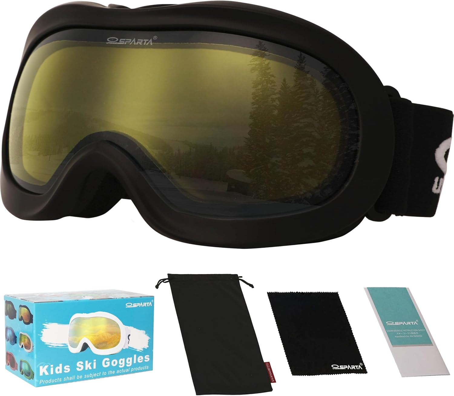 OUTDOOR SPARTA Kids Ski Goggles, Kids Snowboarding Goggles for Boys Girls Toddler Age 3-14 with 100% UV Protection - 10. Dark Pink Frame, Full Lens Mirrored Blue image number 3