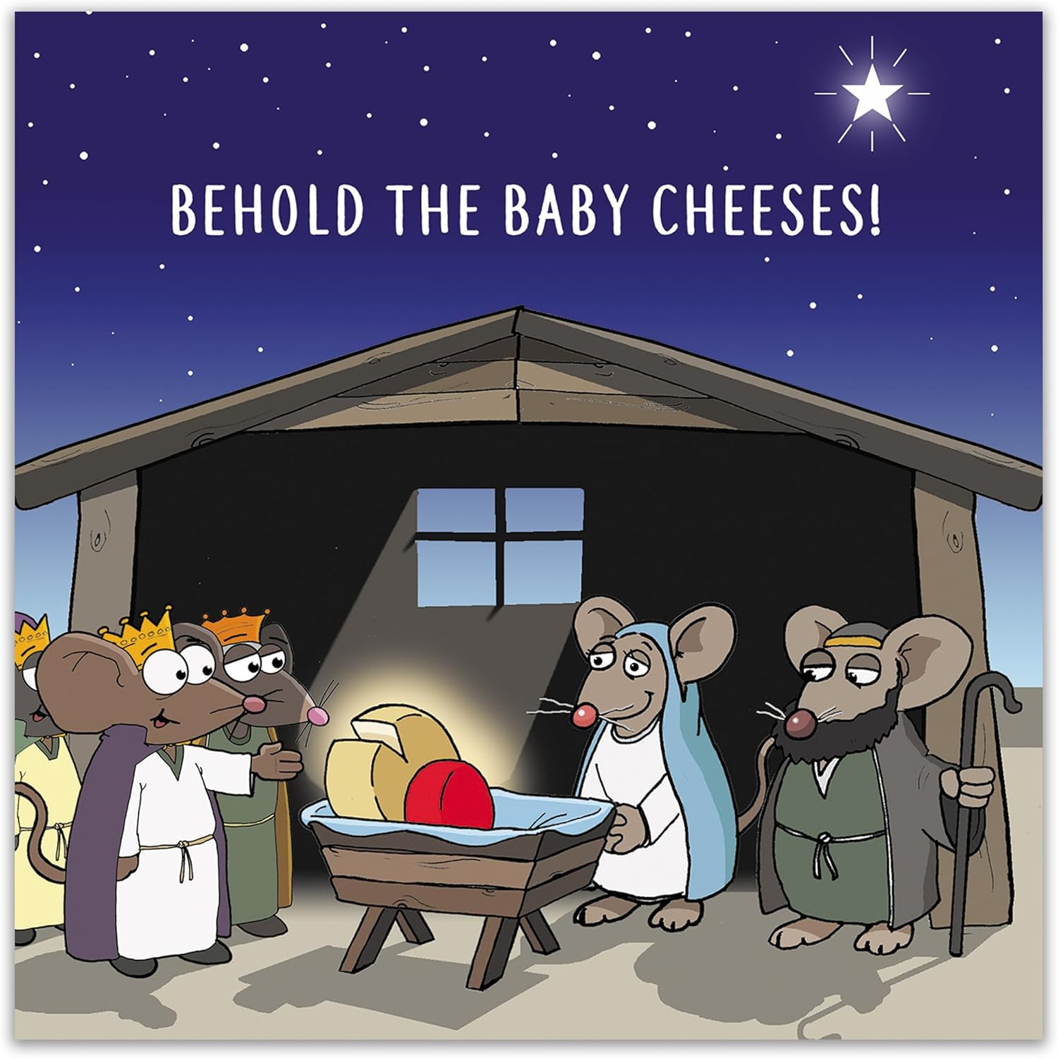 Twizler Merry Christmas Card with Baby Cheeses - Happy Christmas Card - Xmas Card - Funny Christmas Card - Womens Christmas Card - Mens Christmas Card - Female Christmas Card - Male Christmas Card image number 1
