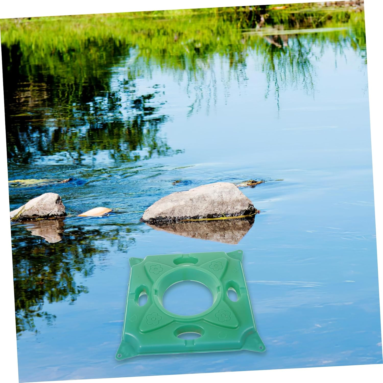 Floating Wetland Plant Raft Hydroponics Accessory 33X33X5Cm Artificial Aquatic Plant Island for Pond Ecosystem Gardening image number 2