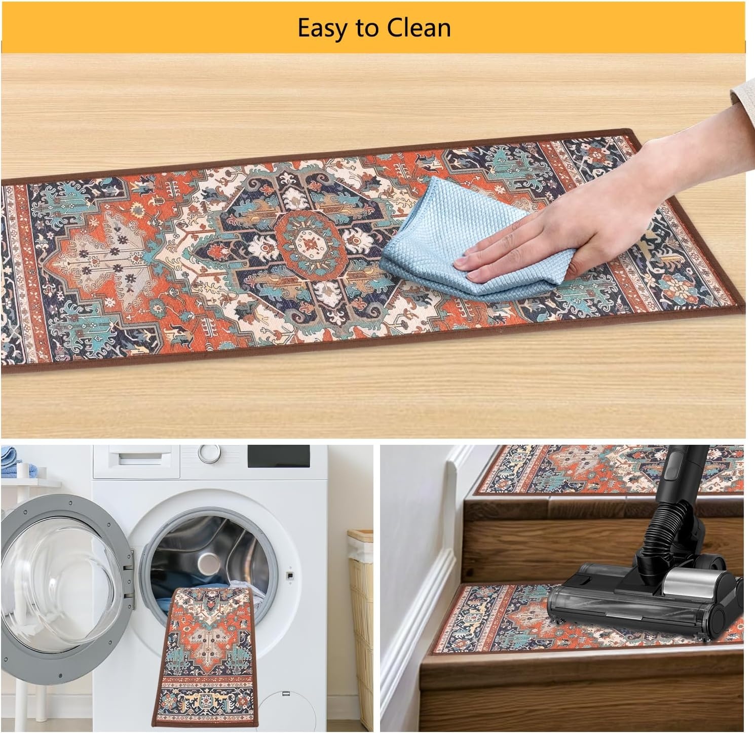 SUPPI 8"X30" Stair Treads, 15PCS Non Slip Stair Runners for Wooden Steps Indoor, Clear Slip Resistant Stairs Tread Grip Tape, anti Slip Staircase Step Tread, Self Adhesive Strips Outdoor(Red) image number 1